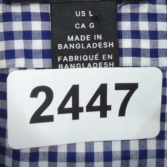 H&M* Men's Long Sleeve Button Down‎ Curved Hem Checkered Dress Shirt~ Size Large - Picture 4 of 12